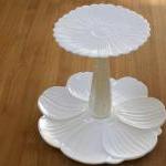 White Two Tiered Cake Stand..