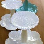 White Two Tiered Cake Stand..